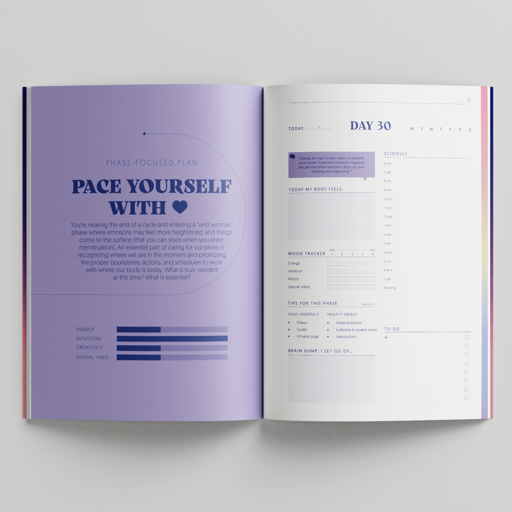 End of cycle schedule; daily pages toward the end of your cycle.