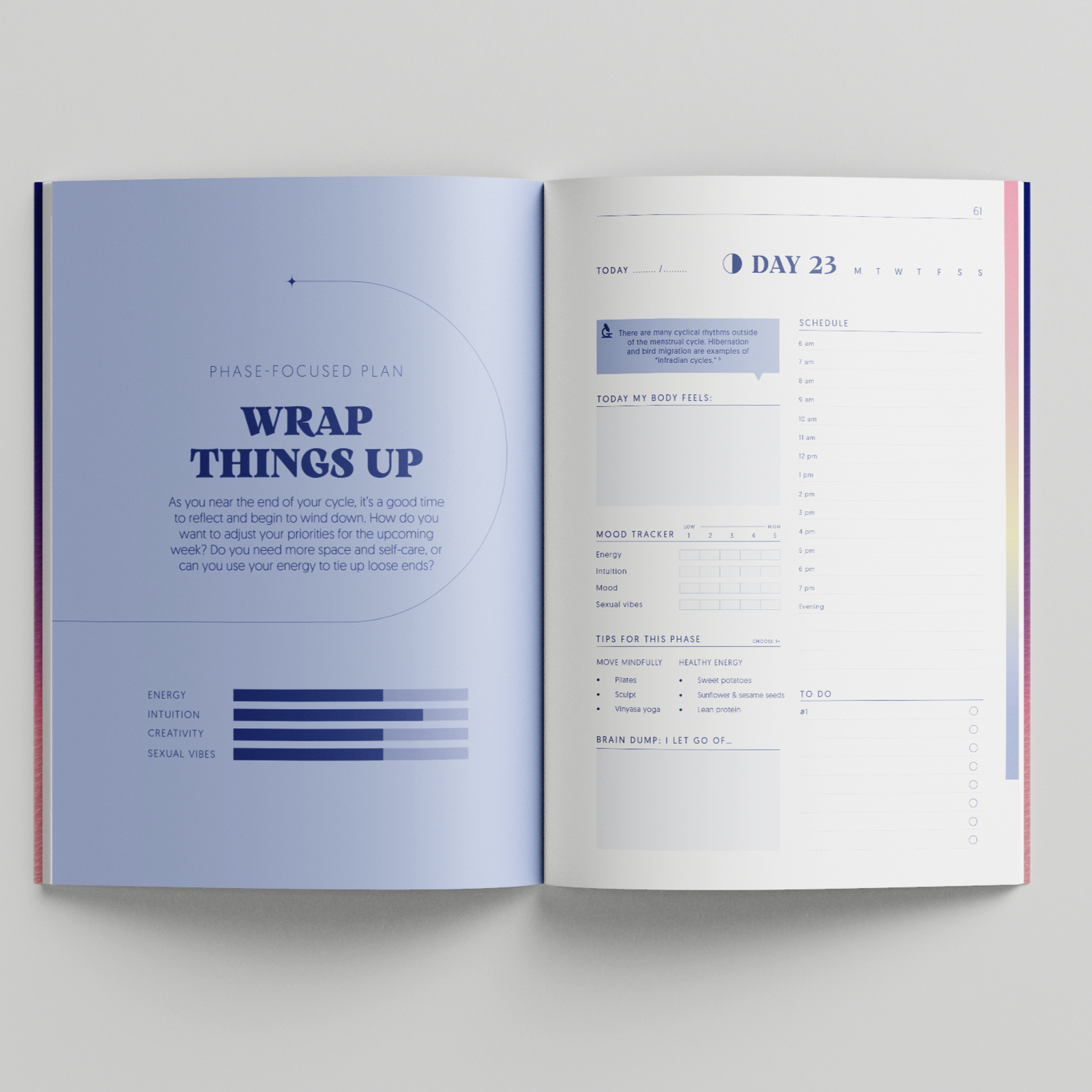 End of cycle daily pages - align your schedule with your cycle.
